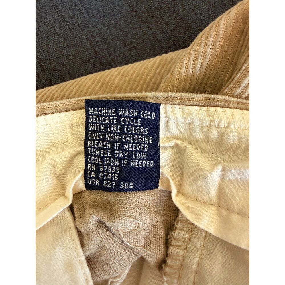 Nautica Rigger Pleated Corduroy Pants Mens 36x30 Tan Khaki Vintage Prep Cuffed